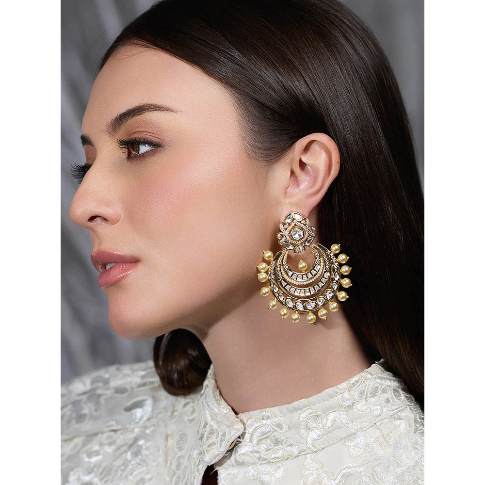 Joules By Radhika Gold Noor-E-Kundan Chandbali Earrings