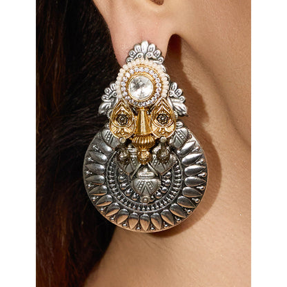 Joules By Radhika Silver Trishya Antique Temple Earrings