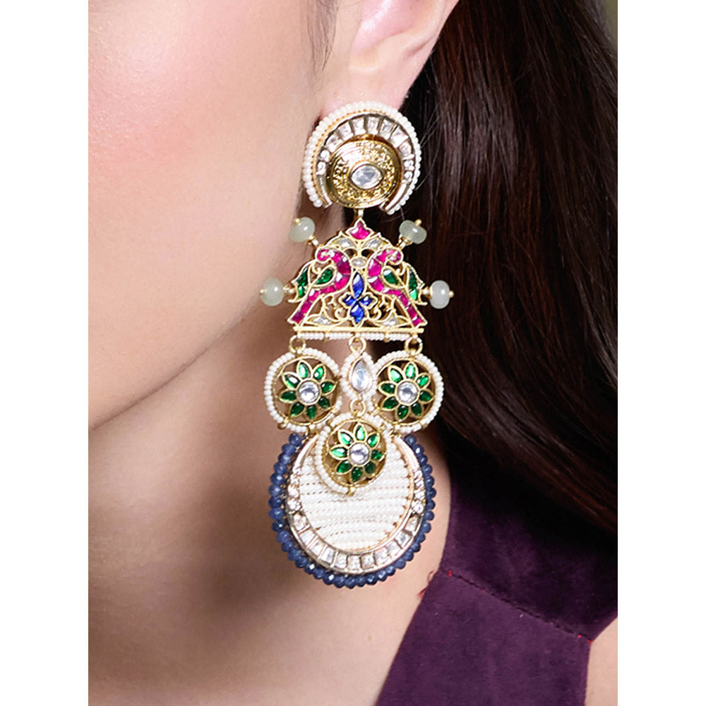 Joules By Radhika Multi-Color Zayra Meena Dangler Earrings