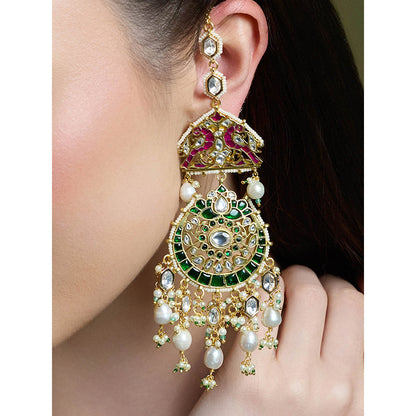 Joules By Radhika Multi-Color Royale Stone Chandbali Earrings
