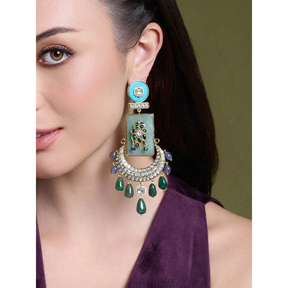 Joules By Radhika Multi-Color Royal Radiance Meenakari Chandbali Earrings