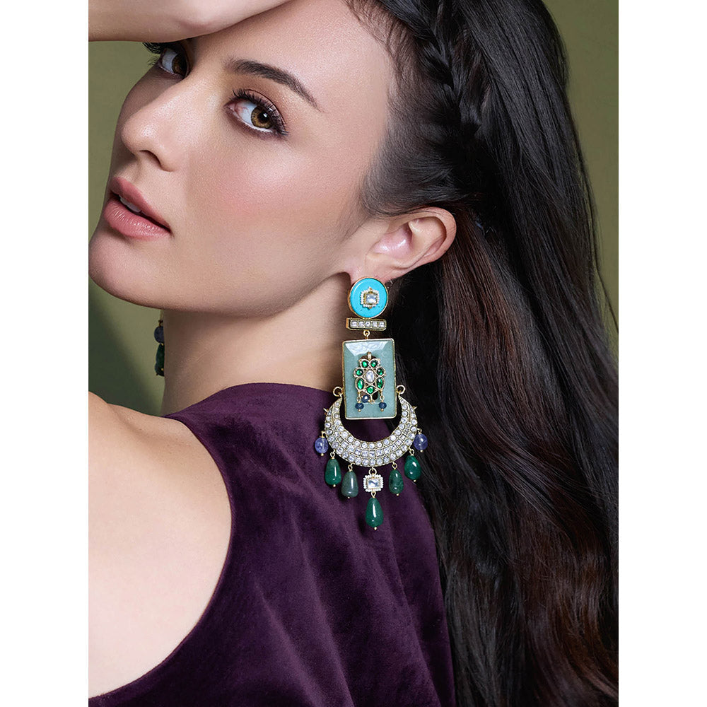 Joules By Radhika Multi-Color Royal Radiance Meenakari Chandbali Earrings