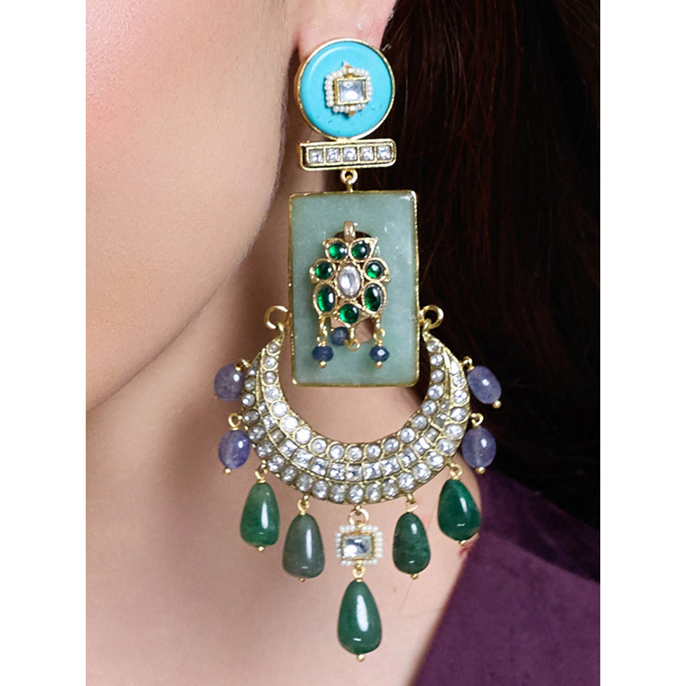 Joules By Radhika Multi-Color Royal Radiance Meenakari Chandbali Earrings