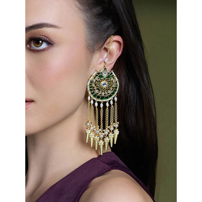 Joules By Radhika Multi-Color Regal Dazzle Drop Chandbali Earrings