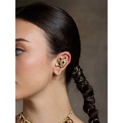 Joules By Radhika Stone Studded Golden Ear Cuffs