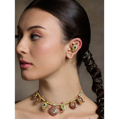 Joules By Radhika Stone Studded Golden Ear Cuffs