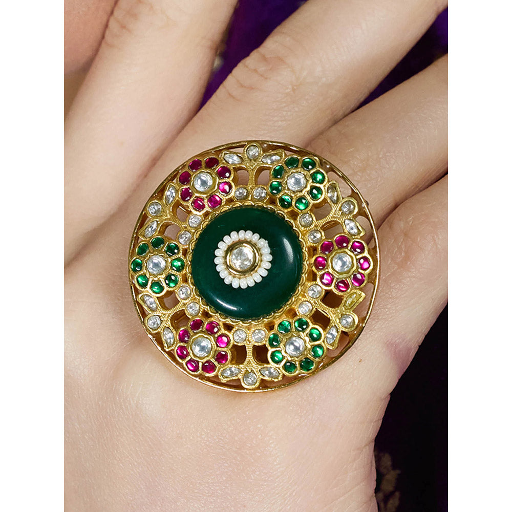 Joules By Radhika Multi-Color Emerald Royal Ring