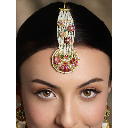 Joules By Radhika Multi-Color Ethereal Blossom Pearl Maang Tikka