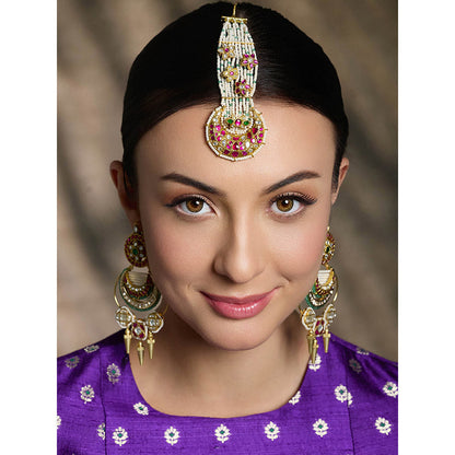 Joules By Radhika Multi-Color Ethereal Blossom Pearl Maang Tikka