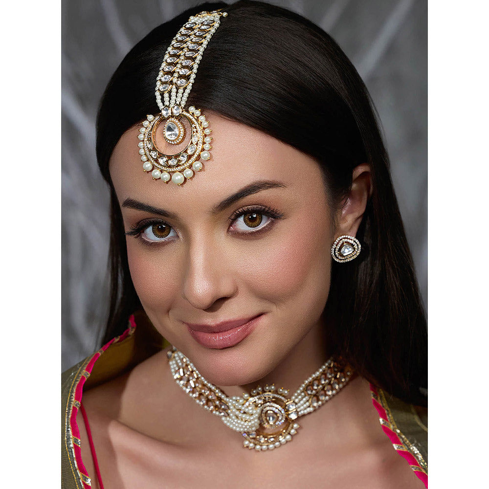 Joules By Radhika White Shahi Shringar Maang Tikka