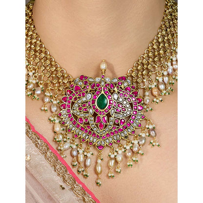 Joules By Radhika Multi-Color Majestic Heartfall Necklace