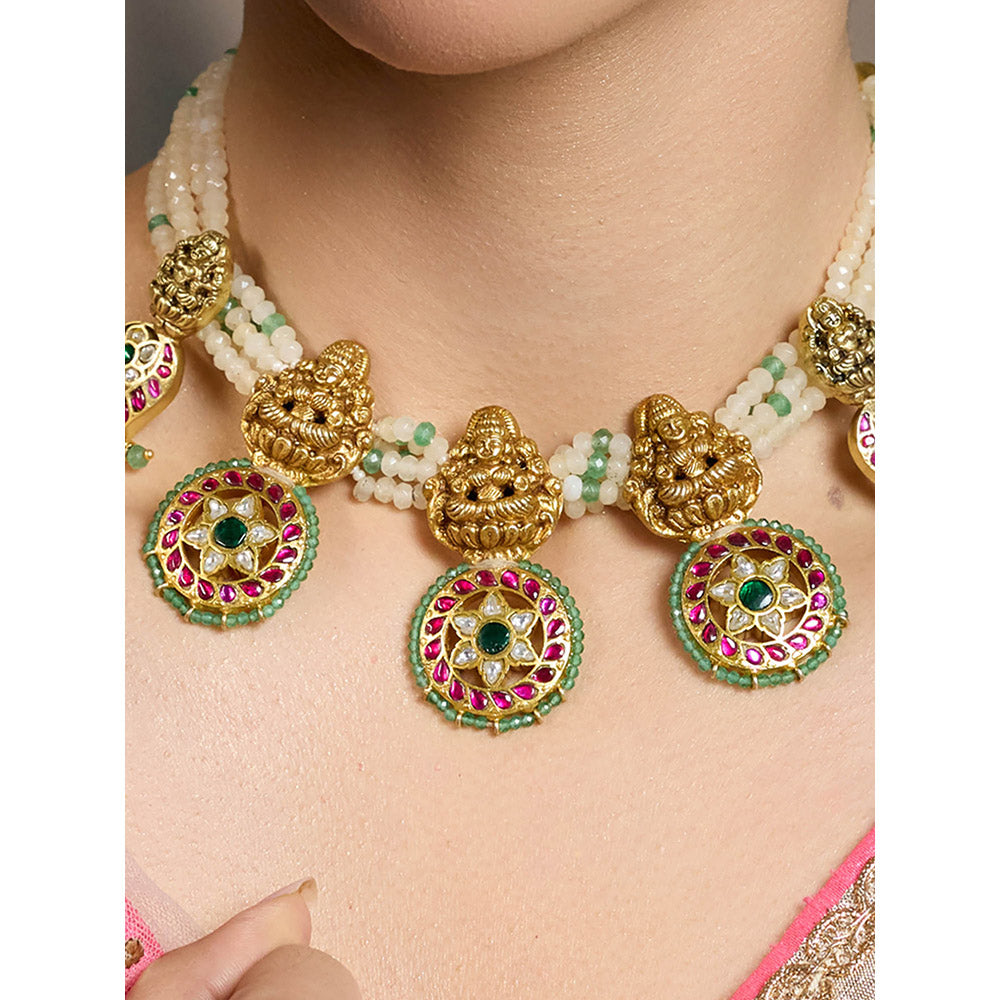 Joules By Radhika Multi-Color Ethnic Beaded Pendant Necklace