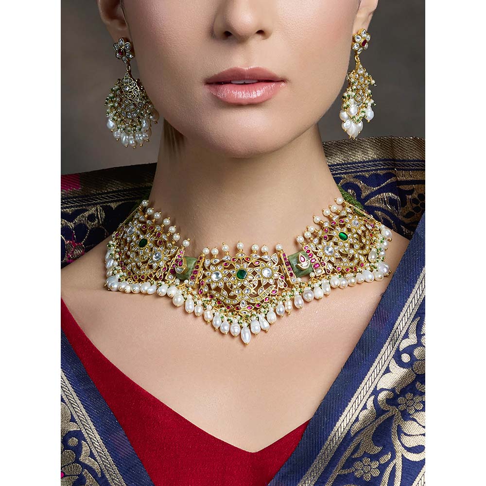 Joules By Radhika Multi-Color Verdant Elegance Necklace with Earrings