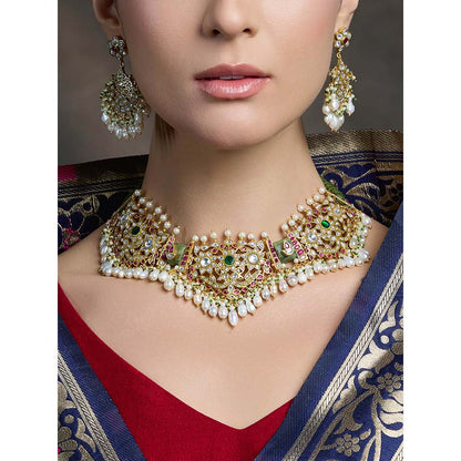 Joules By Radhika Multi-Color Verdant Elegance Necklace with Earrings