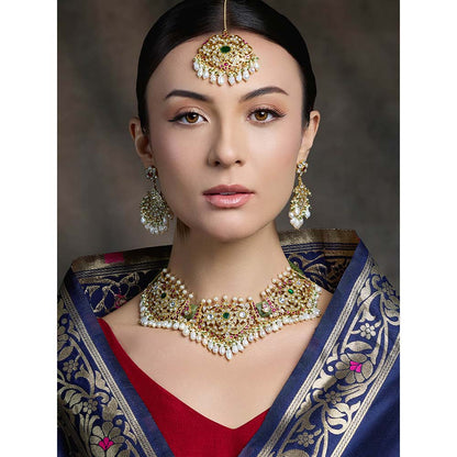 Joules By Radhika Multi-Color Verdant Elegance Necklace with Earrings