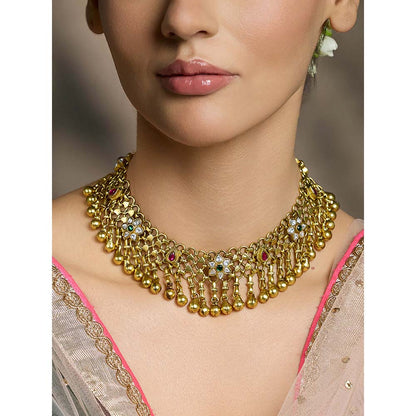Joules By Radhika Multi-Color Bridal Stone Necklace