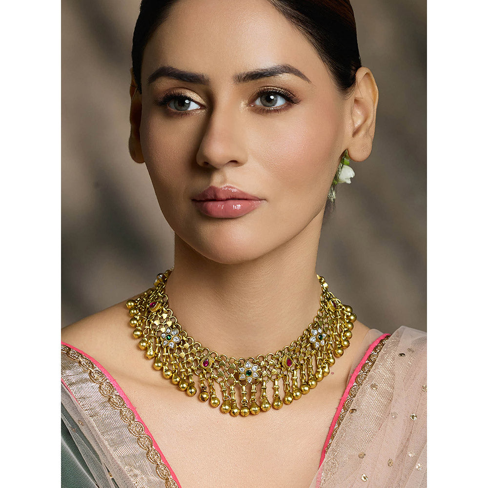 Joules By Radhika Multi-Color Bridal Stone Necklace