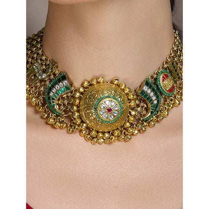 Joules By Radhika Green Heer Mahal Kundan Necklace