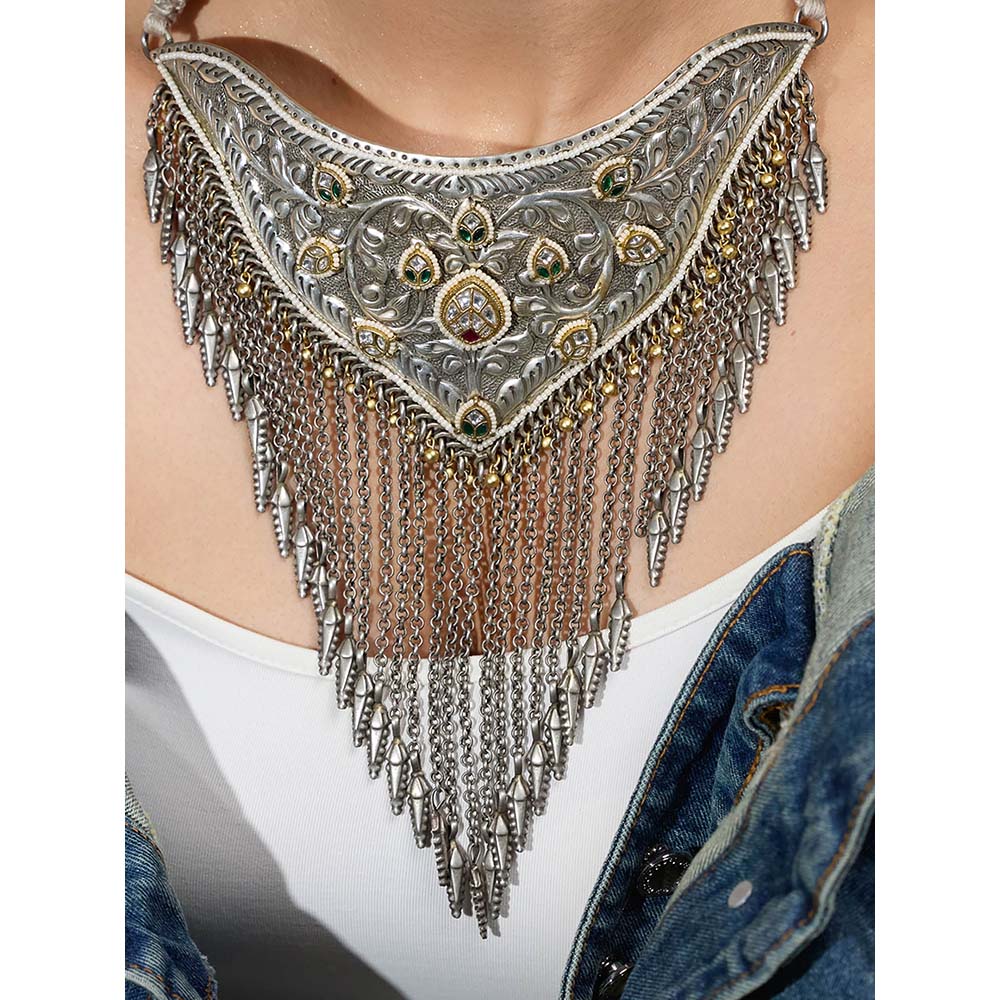 Joules By Radhika Multi-Color Shadow Grace Oxidized Necklace