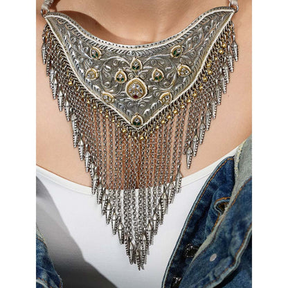 Joules By Radhika Multi-Color Shadow Grace Oxidized Necklace