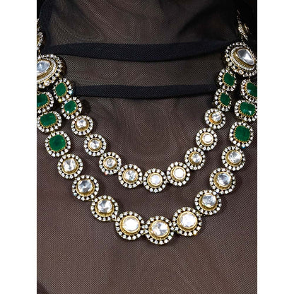Joules By Radhika Multi-Color Noor-E-Nazaakat Polki Necklace with Earrings & Maang Tikka