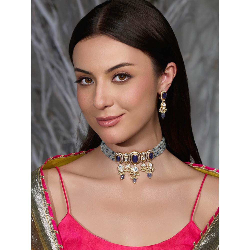 Joules By Radhika Blue Majestic Sapphire Glow Necklace with Earrings