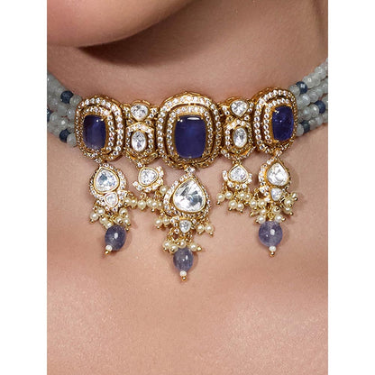 Joules By Radhika Blue Majestic Sapphire Glow Necklace with Earrings