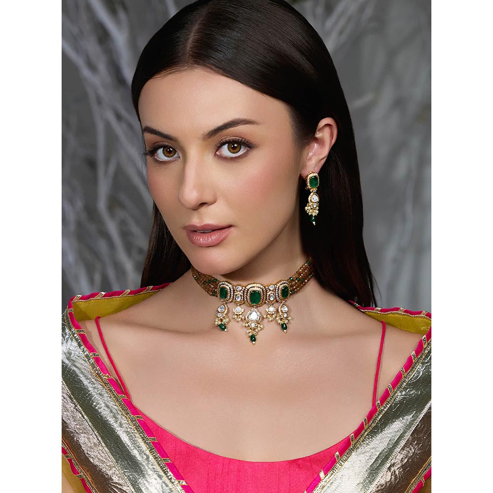 Joules By Radhika Multi-Color Imperial Green Radiance Necklace with Earrings