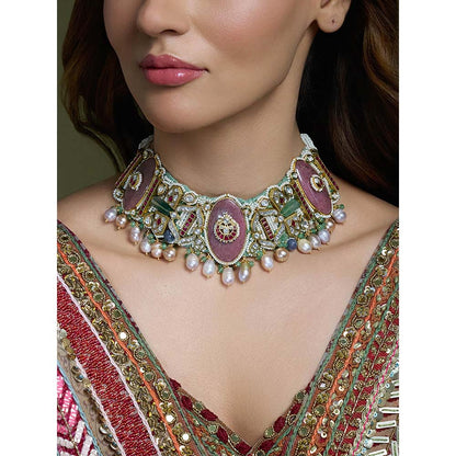 Joules By Radhika Multi-Color Zareen Polki Bridal Necklace