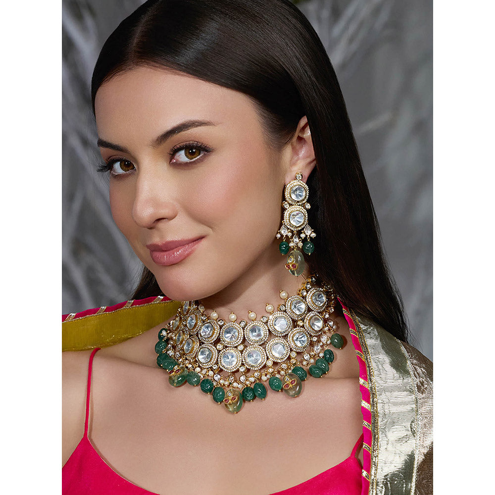 Joules By Radhika White Zahra Mirror Drop Necklace with Earrings