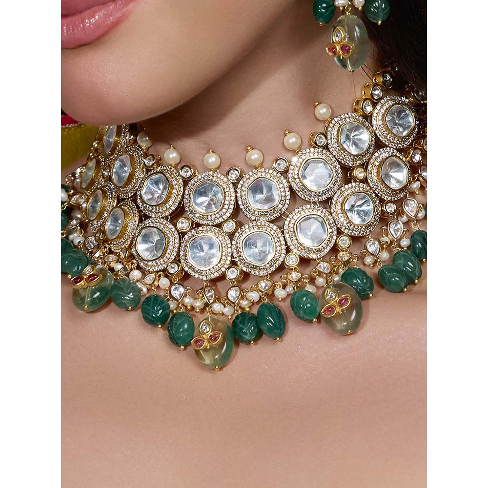 Joules By Radhika White Zahra Mirror Drop Necklace with Earrings