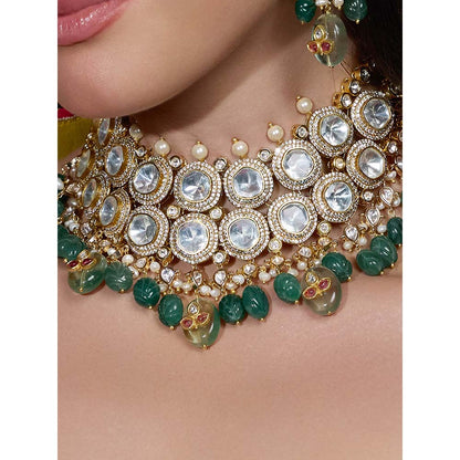 Joules By Radhika White Zahra Mirror Drop Necklace with Earrings