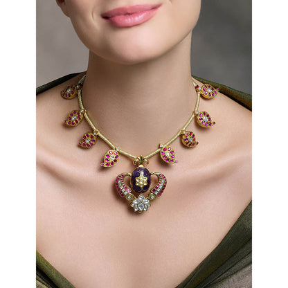 Joules By Radhika Multi-Color Stone Temple Necklace