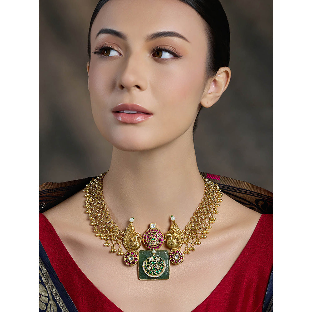 Joules By Radhika Multi-Color Temple Coin Necklace