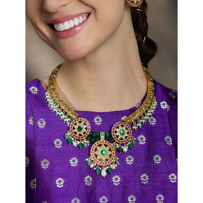 Joules By Radhika Multi-Color Stone Floral Necklace