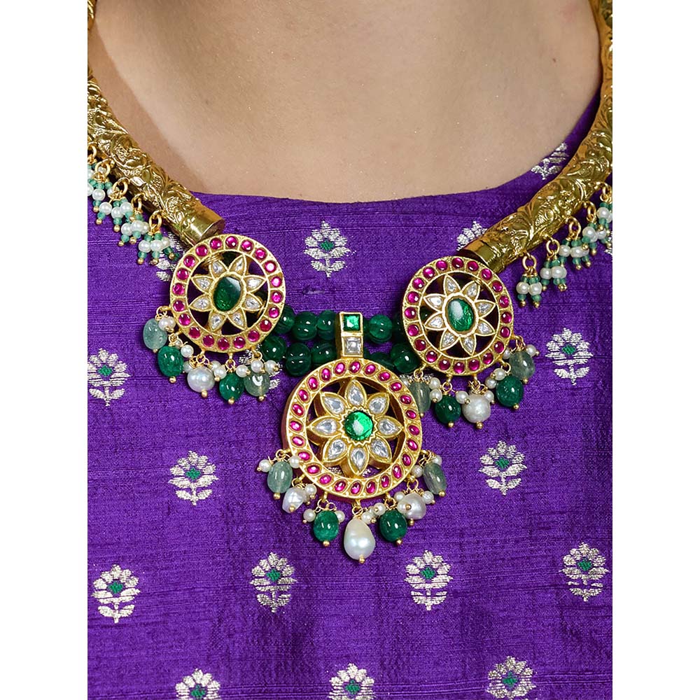 Joules By Radhika Multi-Color Stone Floral Necklace