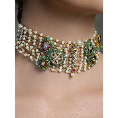 Joules By Radhika Multi-Color Regal Pearl Necklace with Earrings