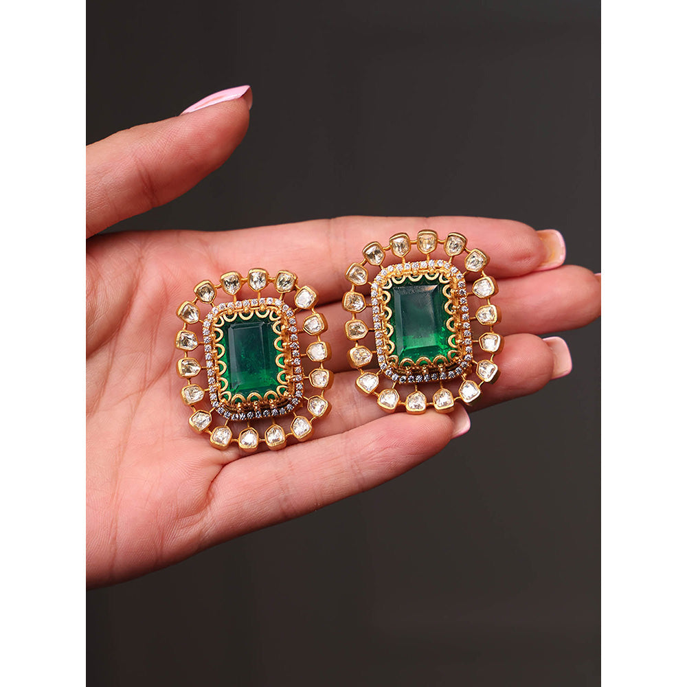 Joules By Radhika Green Enchanted Emerald Royale Stud Earrings