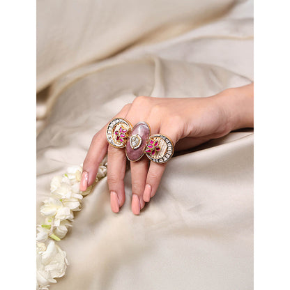 Joules By Radhika Pink Ruby Blossom Stone Ring