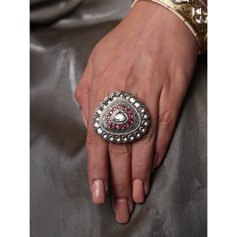 Joules By Radhika Pink Stone and Ruby Ring