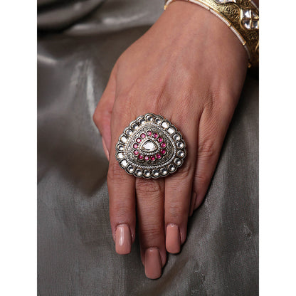 Joules By Radhika Pink Stone and Ruby Ring