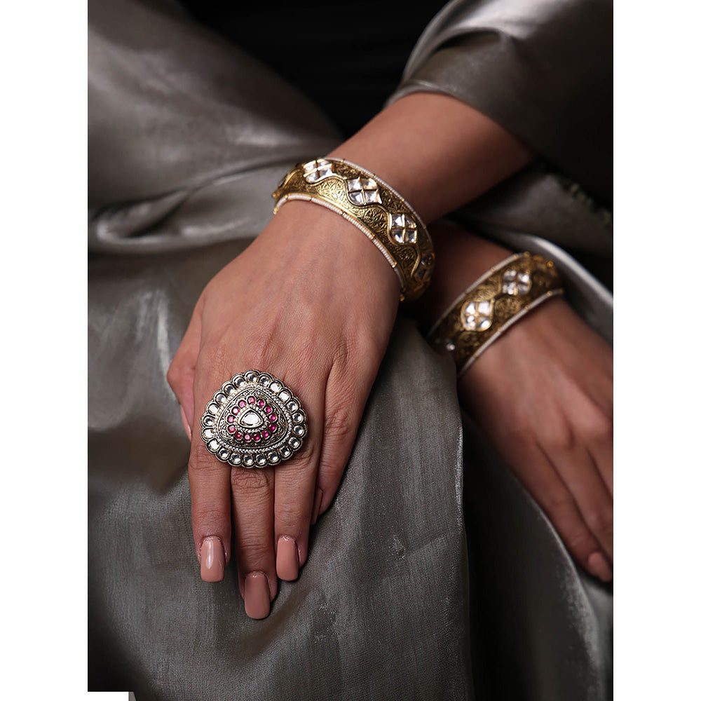 Joules By Radhika Pink Stone and Ruby Ring