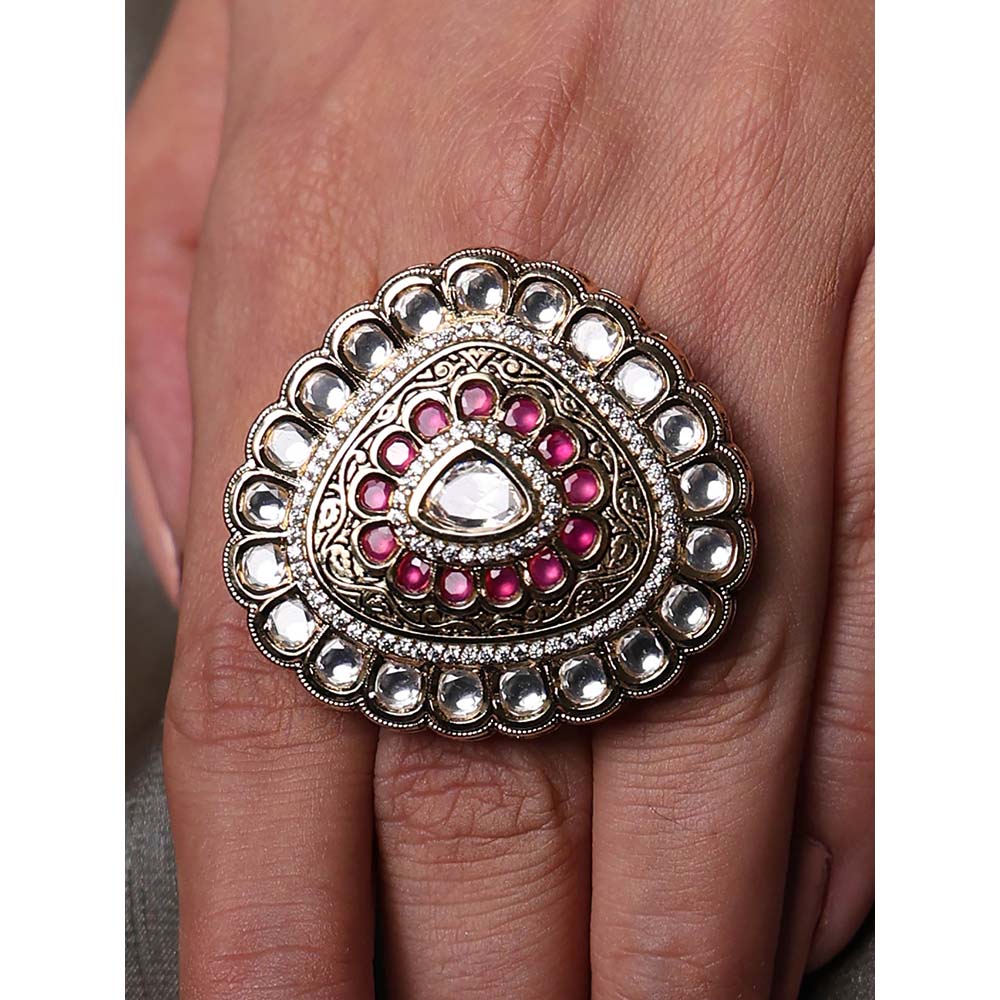 Joules By Radhika Pink Stone and Ruby Ring