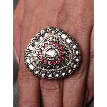 Joules By Radhika Pink Stone and Ruby Ring