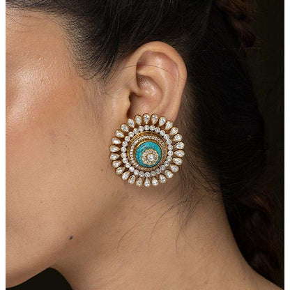 Joules By Radhika Aqua Centrepiece Stud Earrings