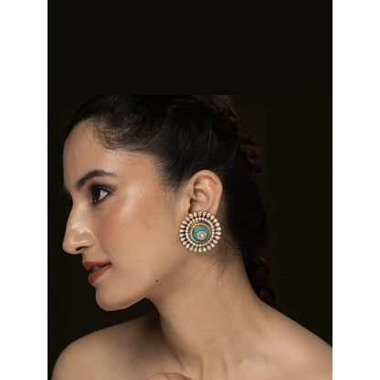 Joules By Radhika Aqua Centrepiece Stud Earrings