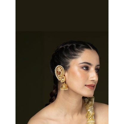 Joules By Radhika 2 In 1 White And Gold Bridal Cuff Earrings
