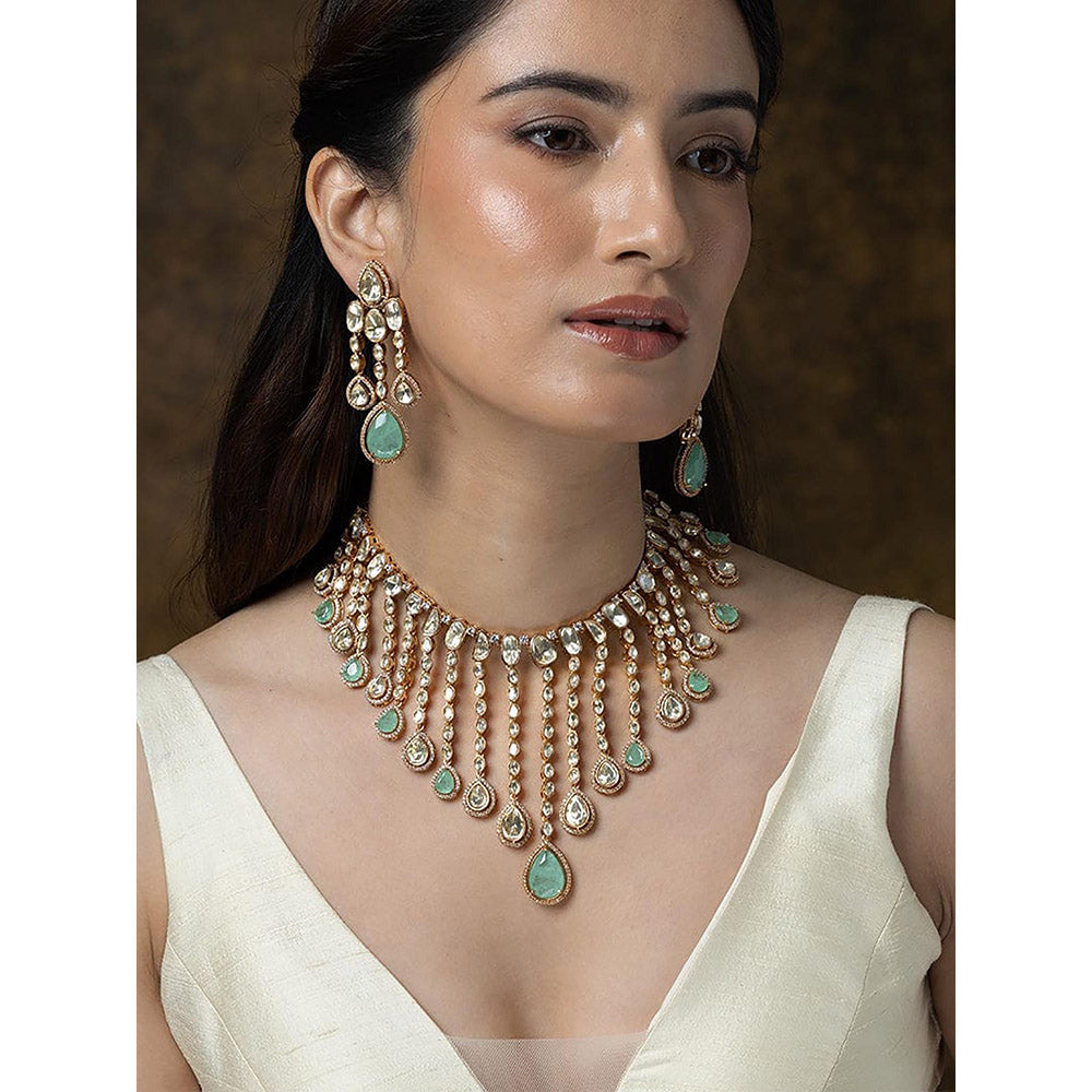 Joules By Radhika Firoza Cascade Polki Necklace Set