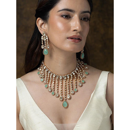 Joules By Radhika Firoza Cascade Polki Necklace Set