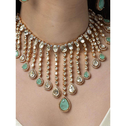 Joules By Radhika Firoza Cascade Polki Necklace Set